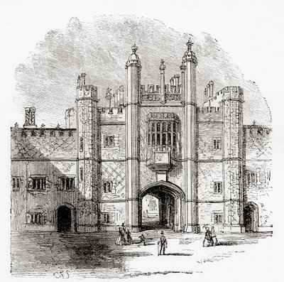 Porten til Eton College, Eton, Berkshire, England, sett her på 1800-tallet. av . .