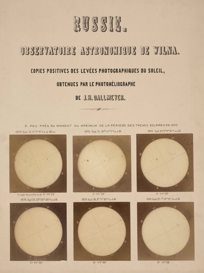 Solen, fotografert med en Dallmeyer-heliograf, Vilnius, Litauen av Frederick (attr. to) Barnard