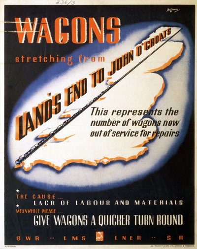 Vogne som strekker seg fra Land's End til John O'Groats', plakat av Ferdinand Georg Waldmuller