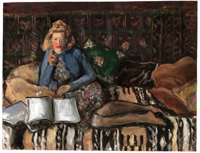 Kvinne leser, ca 1940-1950 av . .