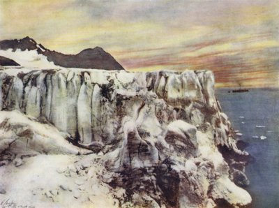Spitzbergen, utsikt over den steinete kysten av after A. Langfier