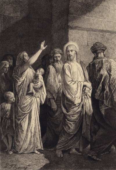 En kvinne forherliger Jesus av after Albert Robida