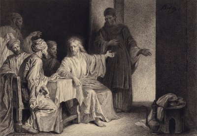 Kristus helbreder mannen som er plaget av vatter av after Albert Robida