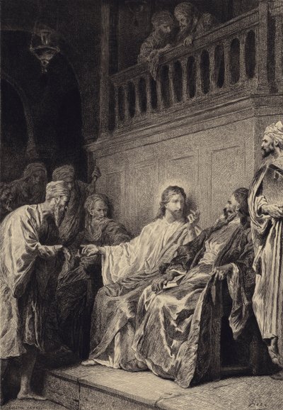 Kristus helbreder mannen med den visne hånden av after Albert Robida