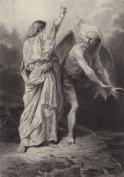 Kristus fristet av Djevelen av after Albert Robida