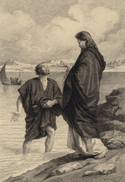 Jesus og Sankt Peter av after Albert Robida