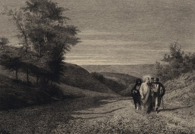Jesus og hans disipler på veien til Cæsarea av after Albert Robida