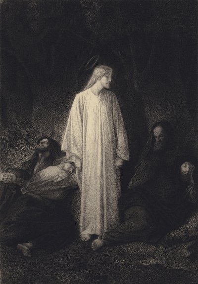 Jesus og de sovende disiplene av after Albert Robida