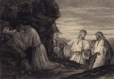 Jesus i bønn av after Albert Robida