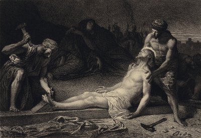 Jesus spikret til korset av after Albert Robida