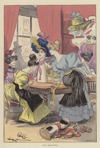 Dressmakerne av after Albert Robida