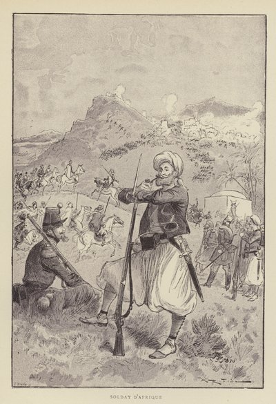 Afrikansk soldat av after Albert Robida