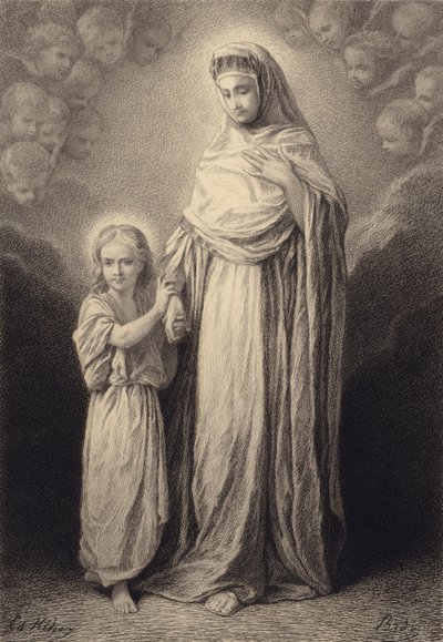 Jesusbarnet og hans mor av after Albert Robida