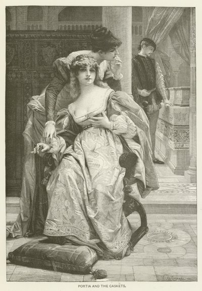 Portia og kistene av after Alexandre Cabanel