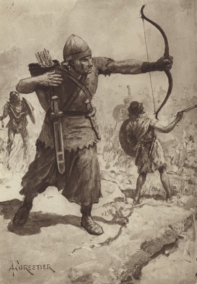 Asiatiske bueskyttere og anhuker av after Amedee Forestier