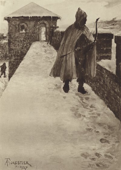 Patruljerer et nord-britisk fort om vinteren av after Amedee Forestier