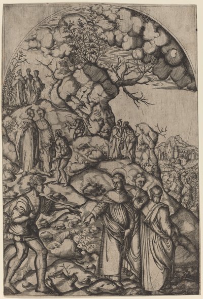 Saint Filippo Benizzi helbreder en tigger av after Andrea del Sarto
