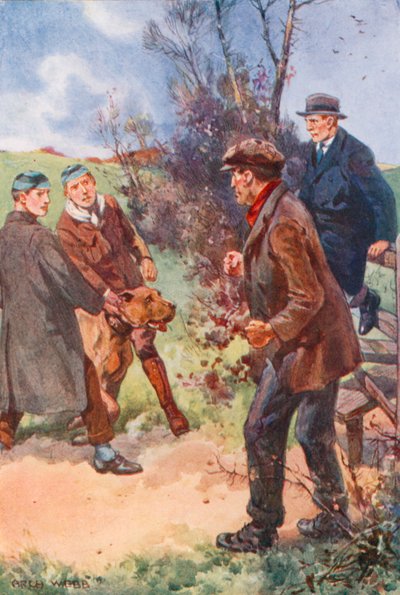 Mannen trakk seg tilbake med en ubehagelig latter, blikket fortsatt festet på hunden av after Archibald Bertram Webb