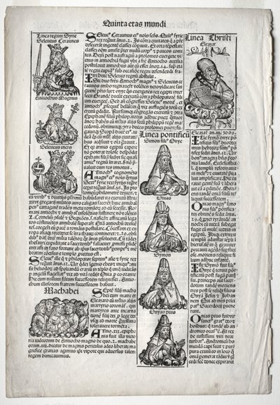 Genealogisk side; publisert i Nürnberg-krøniken av Hartmann Schedel av after Augustin Pajou