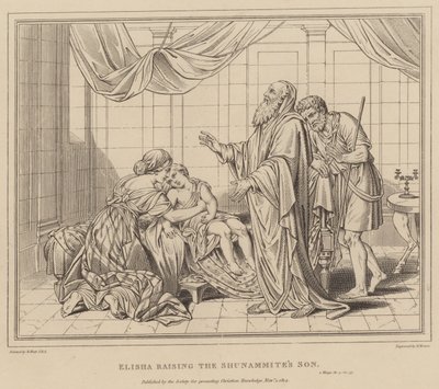Elisja oppdrar Sunemmittens sønn, 2. Kongebok av after Benjamin West
