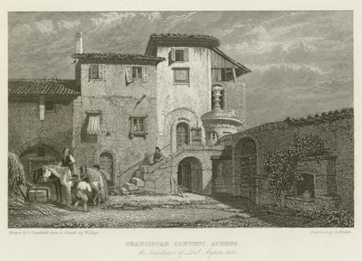 Fransiskanerklosteret, Athen, residensen til Lord Byron, 1811 av after C. Stanfield