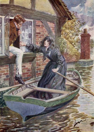 Maggie Tulliver redder Tom ved møllen av after Charles Edmund Brock