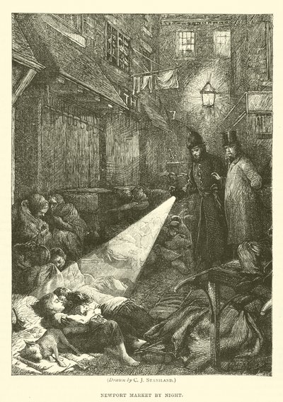 Newport Market om natten av after Charles J. Staniland