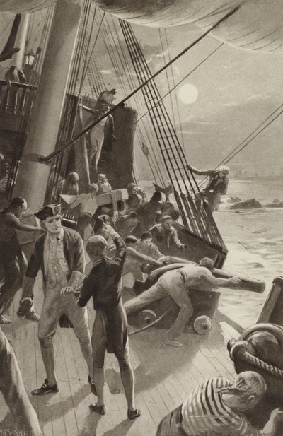 Kaptein James Cooks sender i trøbbel utenfor Cape Tribulation av after Charles Mills Sheldon