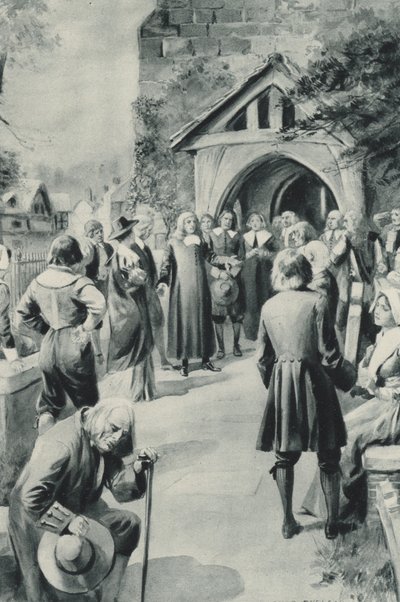 Befolkningen i Eyam i Derbyshire, vedtar å stenge den pestrammede landsbyen deres fra verden av after Charles Mills Sheldon