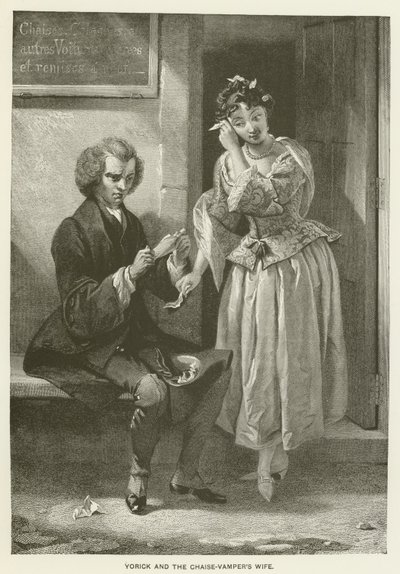 Yorick og Chaise-Vampers kone av after Charles Robert Leslie