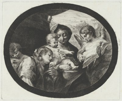 Jomfruen og barnet med engler av after Correggio Vivant Denon