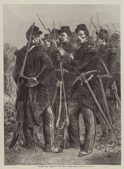 Sappere og gruvearbeidere fra den franske hæren av after Denis Auguste Marie Raffet