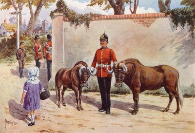 Gnuer (eller White-tailed Gnu), kjæledyr fra South Wales Borderers av after Edgar Alfred Holloway