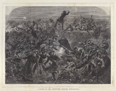 En kamp i skyttergravene før Sebastopol av after Edmond Morin