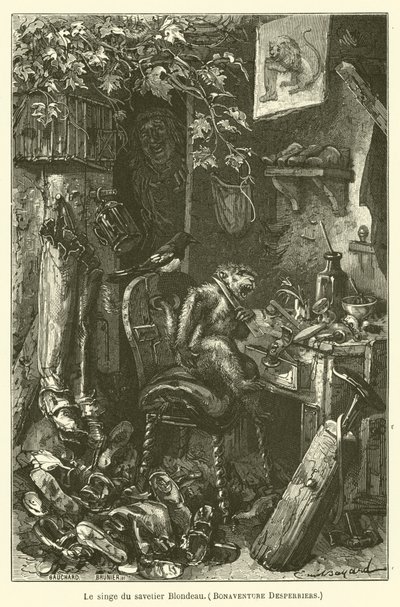 Skomaker Blondeaus ape, Bonaventure Desperriers av after Emile Antoine Bayard