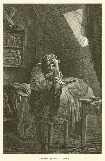 Selvmord, Armand Carrel av after Emile Antoine Bayard
