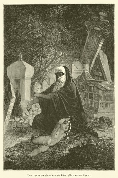 En enke på Pera-kirkegården, Maxime du Camp av after Emile Antoine Bayard