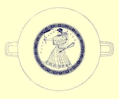 Artemis med bue, pil og fakkel, illustrasjon fra greske vasemalerier av J. E. Harrison og D. S. MacColl, utgitt 1894 (digitalt forbedret bilde) av after English School