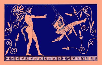 Silen swinging maiden, illustrasjon fra greske vasemalerier av J. E. Harrison og D. S. MacColl, utgitt 1894 (digitalt forbedret bilde) av after English School