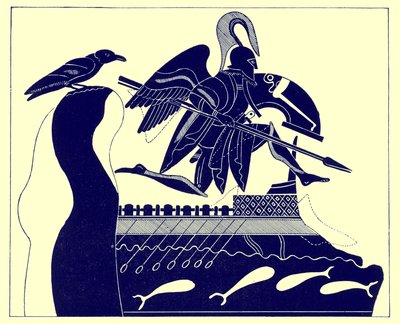 The Ghost of Patroklos, illustrasjon fra greske vasemalerier av J. E. Harrison og D. S. MacColl, utgitt 1894 (digitalt forbedret bilde) av after English School