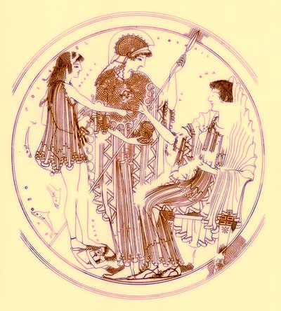 Theseus and Amphitrite, illustrasjon fra greske vasemalerier av J. E. Harrison og D. S. MacColl, utgitt 1894 (digitalt forbedret bilde) av after English School