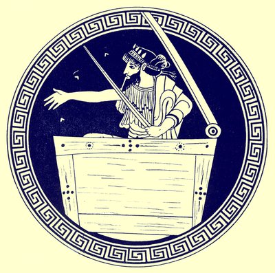 Thomas i brystet, illustrasjon fra Greek Vase Paintings av J. E. Harrison og D. S. MacColl, publisert 1894 (digitalt forbedret bilde) av after English School