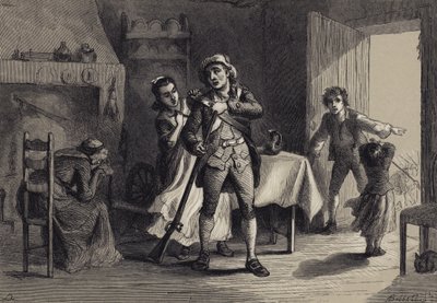 A Minute Man forbereder seg på krig av after Felix Octavius Carr Darley
