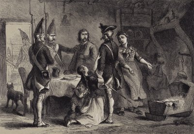 Verneplikt av tyske soldater til tjeneste i Amerika av after Felix Octavius Carr Darley