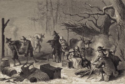Engelske nybyggere i Amerika av after Felix Octavius Carr Darley