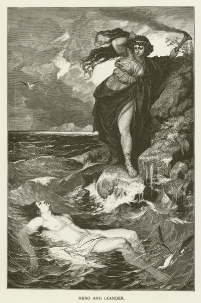 Hero og Leander av after Ferdinand Keller