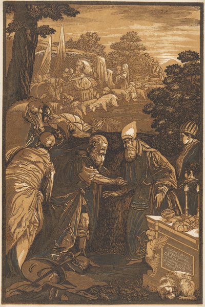 Melkisedek velsigner Abraham av after Francesco Bassano II John Baptist Jackson