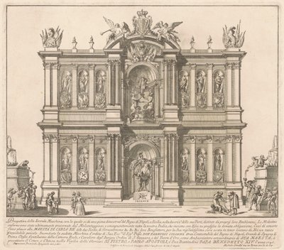 Seconda Macchina for Chinea av 1746: Territoriene til kongeriket Napoli av after Francisco Preciado de la Vega Miguel