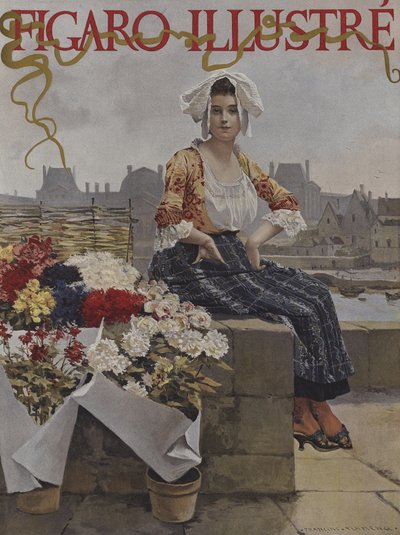 Blomsterselger i forrige århundre av after Francois Flameng