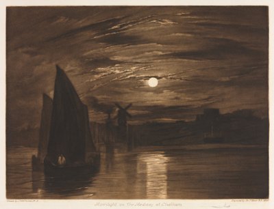 Måneskinn på Medway i Chatham av after Frank Short